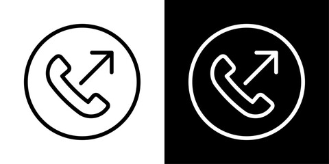Phone icon with an outward arrow representing outgoing calls, call forwarding, and dialed communication actions.