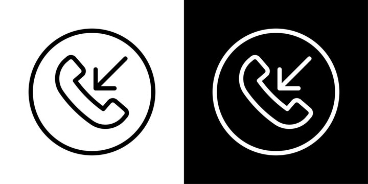 Phone icon with an inward arrow representing incoming calls, received communication, and active call notifications.