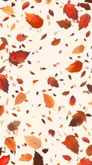 Obraz premium Minimalist flat style autumn leaves falling, warm orange and brown tones, simple wallpaper.