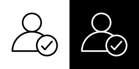 User profile icon with a checkmark, showing verified identity, approved access, and trusted account status.