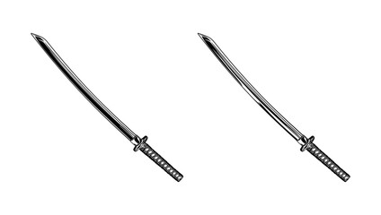Naklejka premium Two black and white swords without background.