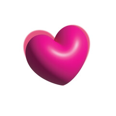 Pink glossy 3d heart illustration on white background concept