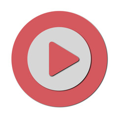3D Minimalist Play Button Icon – Red Outlined Circular Media Control