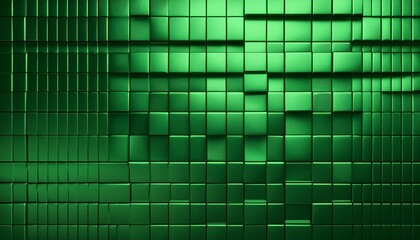 abstract 3d background green squares pattern surface metallic shiny background