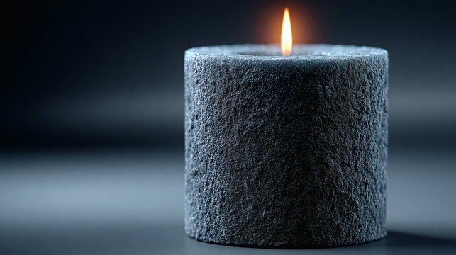 Single Black Candle in Dark Minimalist Setting - Powered by Adobe