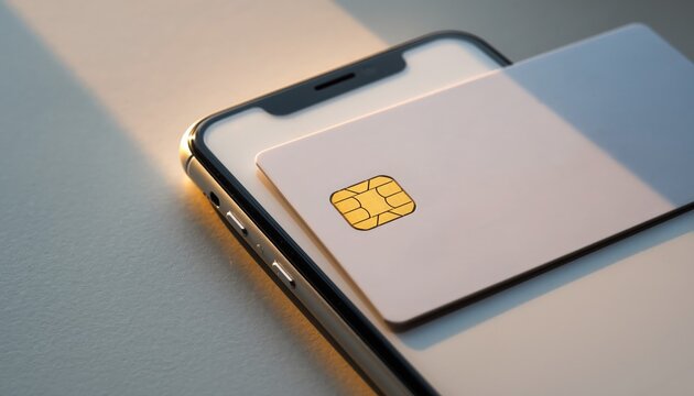 Smartphone and Card Connection: a close-up shot that highlight technology with a smartphone resting alongside a payment card, illuminated with soft light - Powered by Adobe