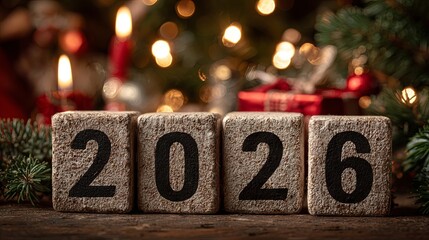 2026 on a New Year's background	