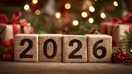 2026 on a New Year's background	