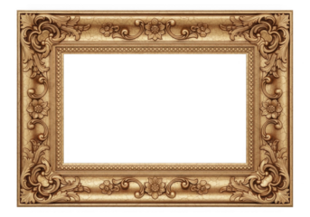 Ornate antique picture frame isolated on transparent background
