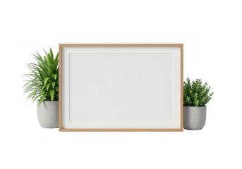 A blank frame with plants isolated on transparent background