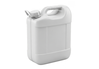 White plastic jerrycan isolated on transparent background