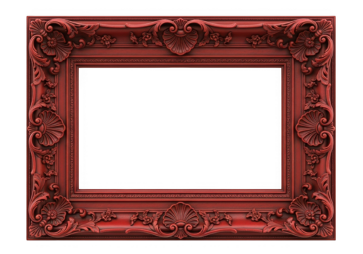 Ornate red frame isolated on transparent background