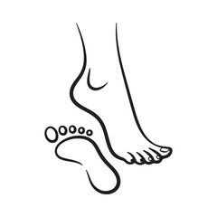 Minimalist Outline of Foot and Footprint