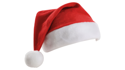 Festive Santa Hat on White Background for Christmas and New Year Holiday Themes