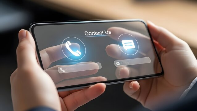 Hands holding a foldable smartphone with a video call interface displayed