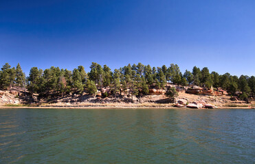Pine trees and rocks at Keyhole State Park