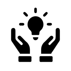 Hands holding a lightbulb with radiating lines symbolizing an idea or inspiration in a creative concept