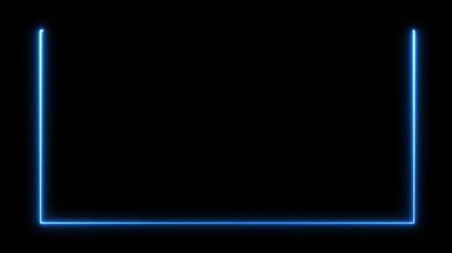 Animation of glowing neon rectangles abstract background. abstract glowing blue neon rectangle border frame. Motion graphics of neon rectangle concept.