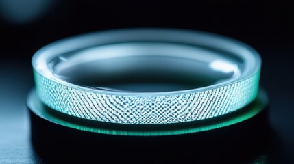 Close up of a tamper evident security seal showing intricate patterned details under bright studio lighting