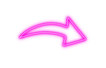pink neon glowing arrow curved  on transparent background, direction pointer symbol and modern light sign © Jyotishman