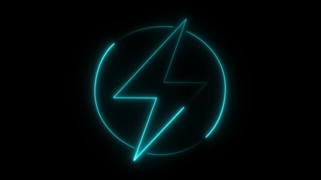 Lightning icon illustration electric power vector logo design element. Lightning bolt sign in the circle. Motion graphics of power icon concept.