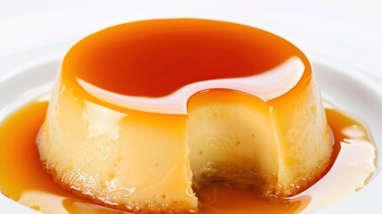 Cr&egrave;me Caramel Flan Collection: Silky Cr&egrave;me Caramel Flans with Caramel Sauce, Served on Varied Plates (White, Speckled, Ridged) with Garnishes (Mint) for Dessert, Culinary, and Dining Inspiration