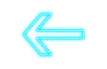 Blue color neon arrow pointer pointing left with glowing effect on transparent background © Jyotishman
