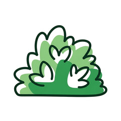 Cartoonish green bush with leaves and layered design  