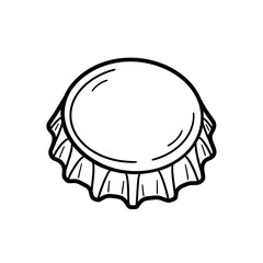 Bottle cap with ridged edges in simple line art style  