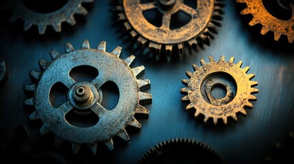 Close Up of Gears Showing Metallic Industrial Details