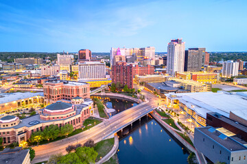 Rochester, Minnesota, USA Downtown Cityscape at Tiwlight 2027