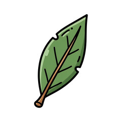 Green leaf illustration with detailed veins and natural shape  