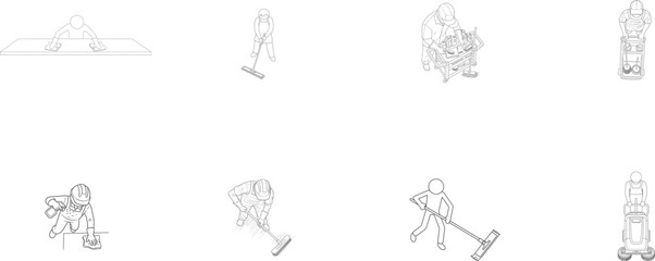 Cleaning Icons Showing Various Janitorial Tasks sanitation