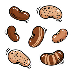 Colorful bean illustrations in various shapes and textures  
