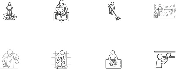 Cleaning Service Icons Set Keywords: cleaning, service, icons, set, housekeeping, hygiene