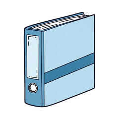 Blue ring binder with label holder and spine divider for office use  