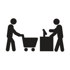 Shopping icon pictogram customer at billing checkout counter glyph vector illustration
