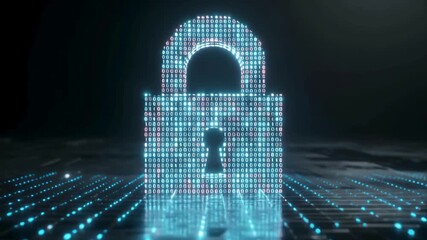 Secure data flowing through digital padlock for ultimate protection and privacy with glowing effects and modern design for tech companies and brands - Powered by Adobe