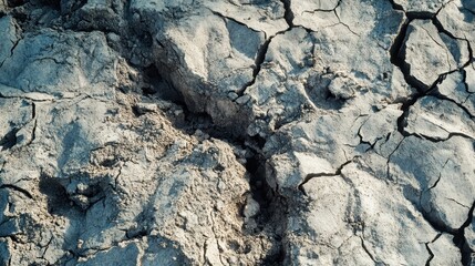 Deep gouges in the earth from powerful seismic activity showing cracked and dry ground