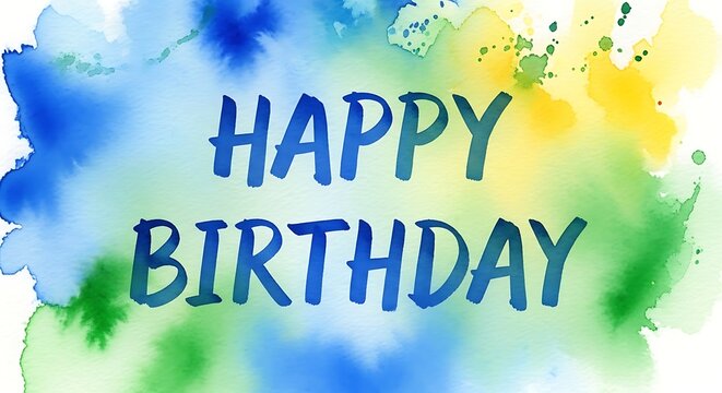 Happy birthday watercolor background card greeting celebration party invitation design template one hundred