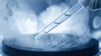 Glass pipette dispensing liquid in a science experiment setting