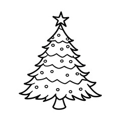 A green Christmas tree vector with a star is a festive holiday illustration for the winter season