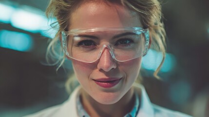 Scientist focused on research in a laboratory environment showcasing dedication and expertise in her field during evening hours