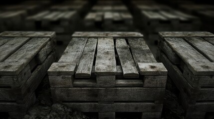 Rows of identical unpainted wooden crates forming a massive storage arrangement