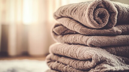Stack of thick woven blankets emphasizing texture in soft light