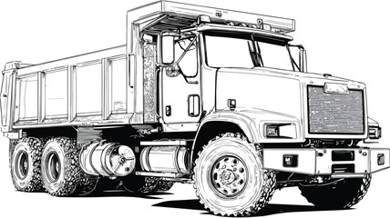 Detailed Drawing of Dump Truck with Large Front Loader