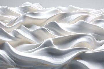 Obraz premium Silky cream texture abstract background smooth white waves glossy surface skincare product moisturizing luxurious closeup soft beauty macro