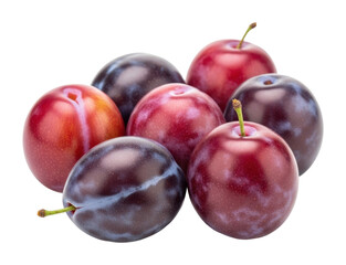 Harvesting fresh plums orchard food natural isolated on transparent background