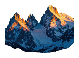 Majestic mountain sunrise alpine region nature scenic view isolated on transparent background