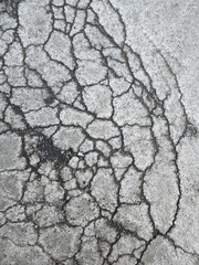 Cracked asphalt surface. Creative cracked background. Old asphalt